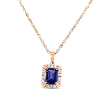 18K Rose Gold Over Sterling Rectangular Octagonal Tanzanite and Cubic
Zirconia Pendant 2.40ctw