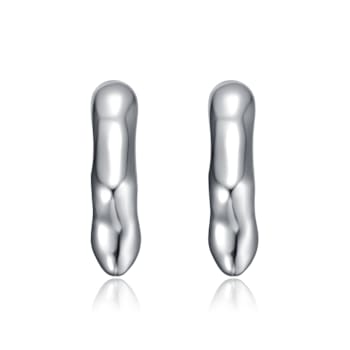 Dripping Hoop Earrings In Rhodium Over Brass