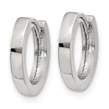 Rhodium Over 14k White Gold 7/16" Round Hinged Hoop Earrings