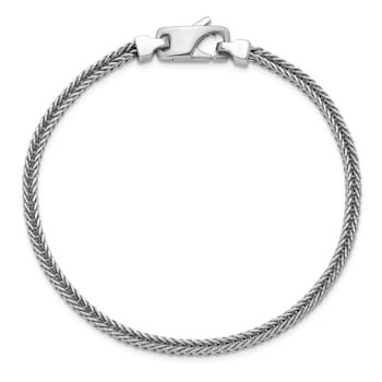 Rhodium Over Sterling Silver Polished 3.0mm Franco 8 Inch Chain Bracelet