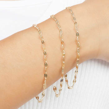 18K Yellow Gold Plated Over Sterling Silver Set of 3 Polished Link
Bracelets, 6.75 Inches