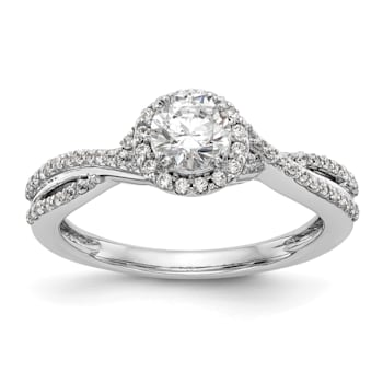 Rhodium Over 14K White Gold Lab Grown Diamond Complete Halo Engagement
Ring 0.74ctw