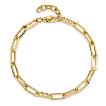 14K Yellow Gold Polished Fancy Link with 1-inch Extension Bracelet