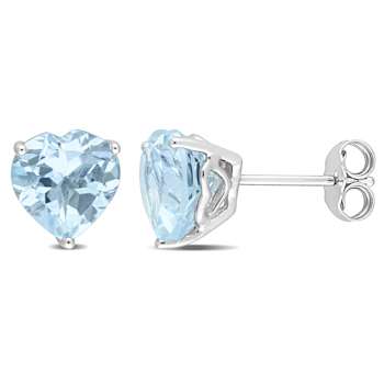 4ctw Heart Sky Blue Topaz Stud Earrings in Sterling Silver