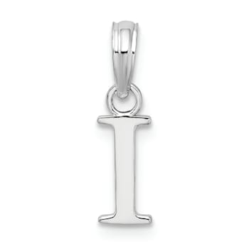 Sterling Silver Polished Block Initial -I- Pendant