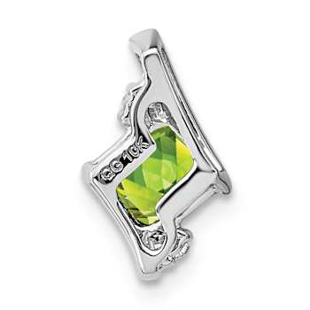 Rhodium Over 10k White Gold 0.63 ctw Cushion Peridot and Diamond Chain
Slide Pendant