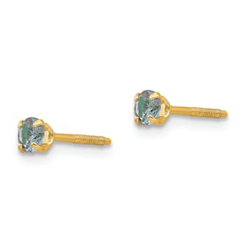 14k Yellow Gold Children's 3mm Alexandrite Simulant Stud Earrings
