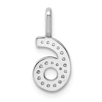 Rhodium Over 14k White Gold Diamond Number 6 Pendant