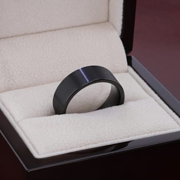 SAN BERNARDINO Brushed Finish Flat Black Titanium Men’s Wedding Band 8mm