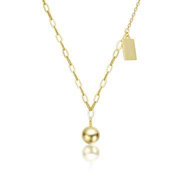 Spherical Drop Pendant Necklace In 14K Gold Over Brass