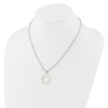 Rhodium Over Sterling Silver 3-5.5mm Freshwater Cultured Pearl LETTER O
18-inch Necklace