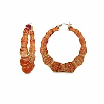 14K Yellow Gold Over Sterling Silver Bamboo Acrylic Hoops in Rum and Coke
