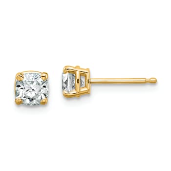 14K Yellow Gold 3/4ct. 4.5mm Cushion G H I True Light Moissanite Earrings