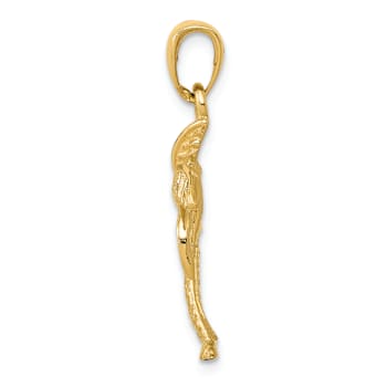 14k Yellow Gold Textured Palm Tree Pendant