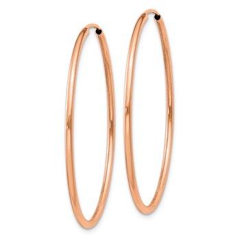 14k Rose Gold 1 1/2" Polished Endless Tube Hoop Earrings