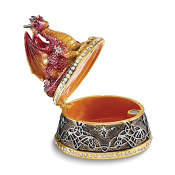 Bejeweled KAI Red Dragon Necklace with Trinket Box