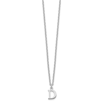 Rhodium Over Sterling Silver Cutout Letter D Initial Necklace