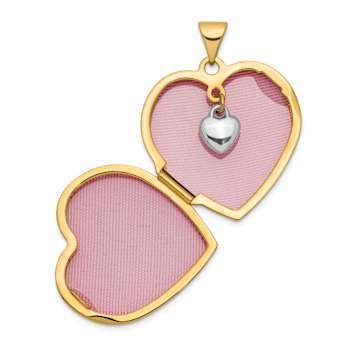 10k Yellow Gold and 10k White Gold Diamond Always in my Heart with Heart
Charm Inside Heart Locket