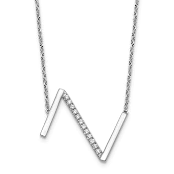 Rhodium Over 14k White Gold Sideways Diamond Initial Z Pendant Cable
Link 18 Inch Necklace