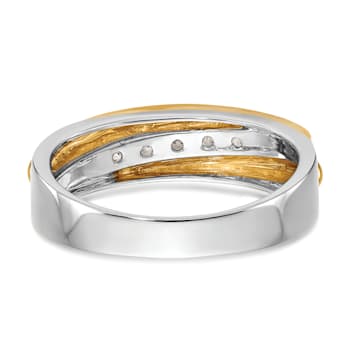 14K Yellow and White Gold Lab Grown Diamond SI1/SI2, G H I, Men's Band