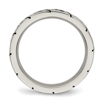 White Cubic Zirconia Titanium 4mm Men's Grooved Band Ring
