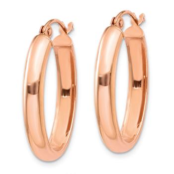 14k Rose Gold 1" Polished Half-Round Oval Hoop Earrings