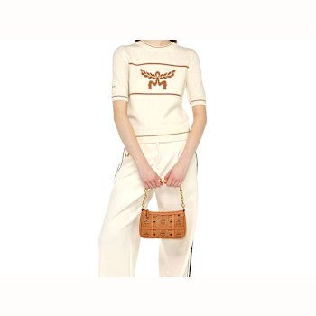 MCM Mini Aren in Cognac Shoulder Handbag