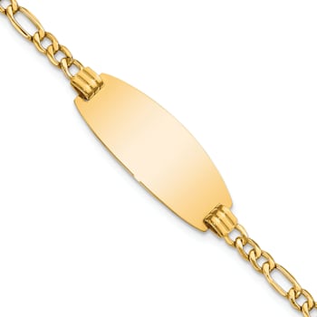 14k Yellow Gold Oval ID Figaro Link Bracelet
