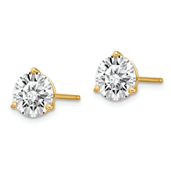 14K Yellow Gold Certified Lab Grown Diamond 2ct. VS/SI GH+, 3 Prong Stud Earrings