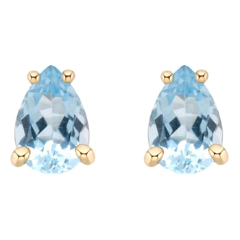 6x4mm Pear Shape Aquamarine 14k Yellow Gold Stud Earrings
