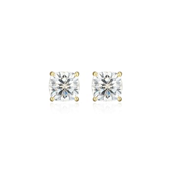 Square Cushion Cut Moissanite 14k Yellow Gold Over Silver Stud Earrings
1.20ctw DEW