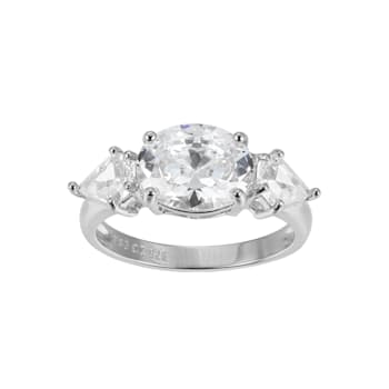 White Cubic Zirconia Platinum Over Sterling Silver April Birthstone Ring 5.32ctw