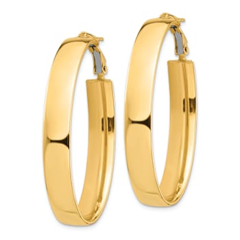 14k Yellow Gold 1 11/16" High Polished Oval Hoop Earrings