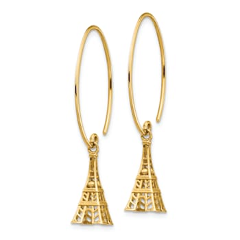 14K Yellow Gold Eiffel Tower Dangle Earrings