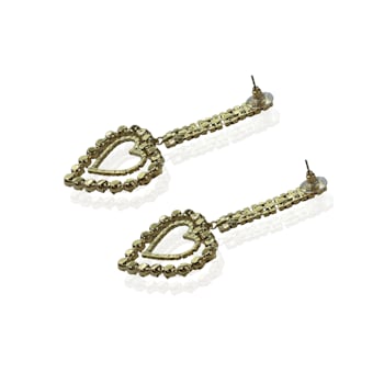 Off Park® Collection, Gold Crystal Double Heart Drop Earring