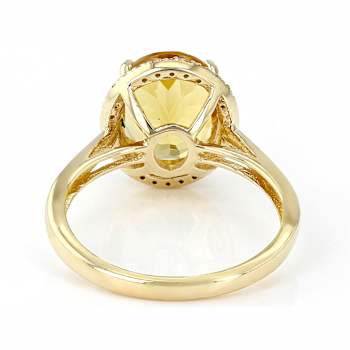 Yellow Beryl Oval And White Diamond Halo Ring In Solid 14K Yellow Gold 2.53ctw