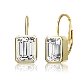 CZ Baguette Drop Earrings In 14K Gold Over Sterling Silver