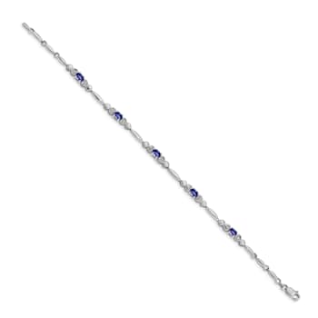 Rhodium Over 14k White Gold Diamond and Tanzanite Bracelet