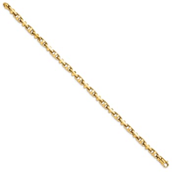 14k Yellow Gold 5mm Hand-Polished Fancy Link Bracelet