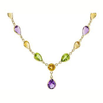 Multi-Gem 14k Yellow Gold 17" Necklace 17"