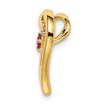14k Yellow Gold Polished Ruby Heart Chain Slide Pendant