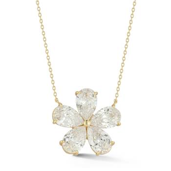 Rachel Zoe CZ Statement Flower Pendant Necklace in 14K Gold Over
Sterling Silver