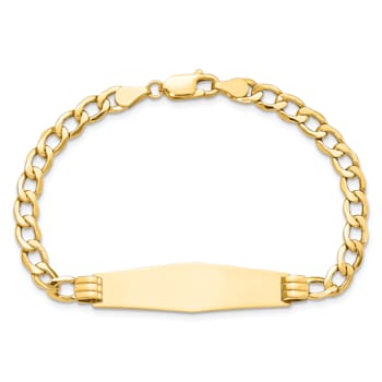 14k Yellow Gold Polished Soft Diamond Shape Cuban Link ID Bracelet