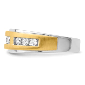 14K Two-tone Yellow and White Gold Lab Grown Diamond Men's Ring
