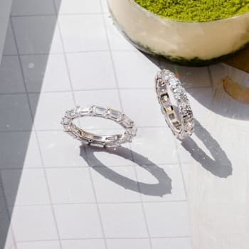 White Cubic Zirconia Platinum Over Sterling Silver Asscher Cut Ring 5.10ctw