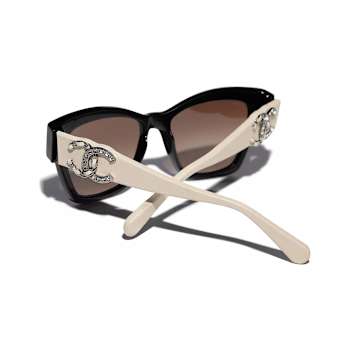 Chanel Black w White Leather Arm  "CC" Logo Frame/Brown
Gradient Lens Sunglasses