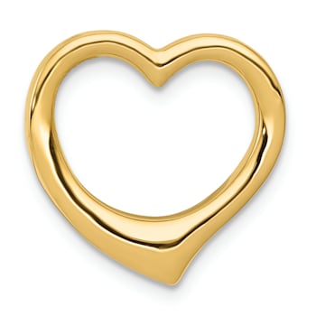 14k Yellow Gold 3D Polished Heart Chain Slide Pendant