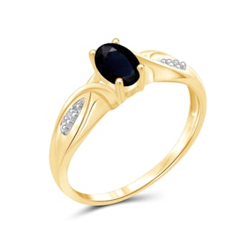 Black Sapphire 14K Gold Over Sterling Silver Ring 0.56ctw