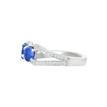 14K White Gold Oval Tanzanite and Diamond Ring, 0.85ctw
