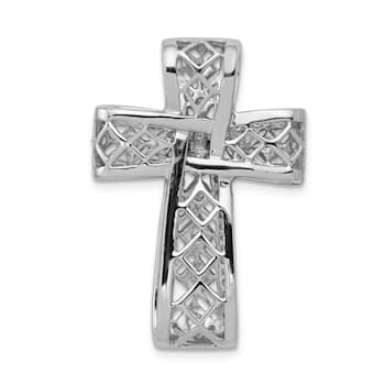 Rhodium Over 14K White Gold 1/2ct. Diamond Filigree Cross Chain Slide